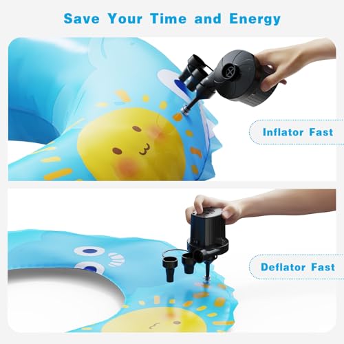 Portable Electric Air Pump for Inflatables - Quick-Fill AC Pump with 3 Nozzles