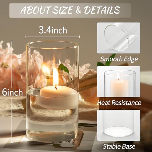 12-Pack Clear Glass Cylinder Vases 6 Inch Tall for Wedding Centerpieces