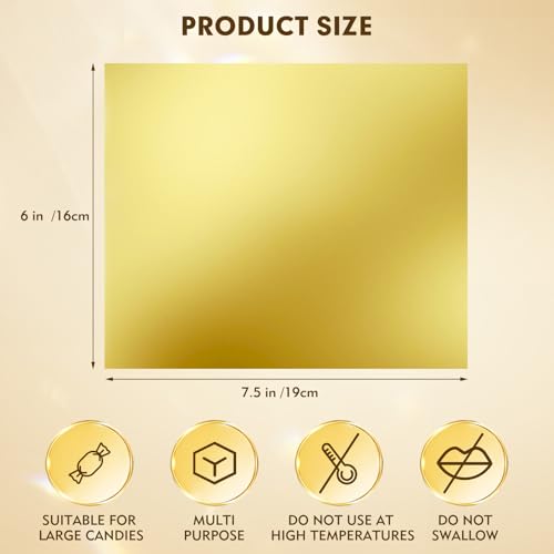 HRXMS Golden Chocolate Bar Wrappers 120pcs 6x7.5in Thick Backing - Food Grade Candy Wrappers