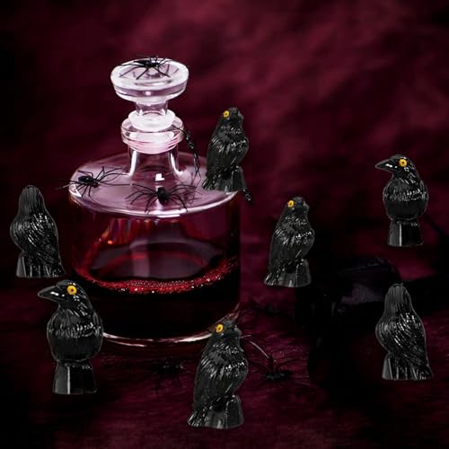 50-Piece Mini Resin Crow Figurines for Halloween & Micro Landscape