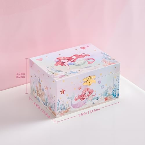 Musical Mermaid Jewelry Box for Kids with Spinning Doll