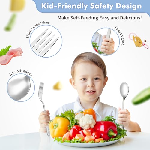 6-Piece Stainless Steel Toddler Utensils Set with Forks and Spoons