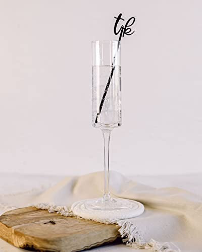 Personalized Monogram Drink Stirrer Set - Black, 12 Acrylic Swizzle Sticks for Weddings & Parties