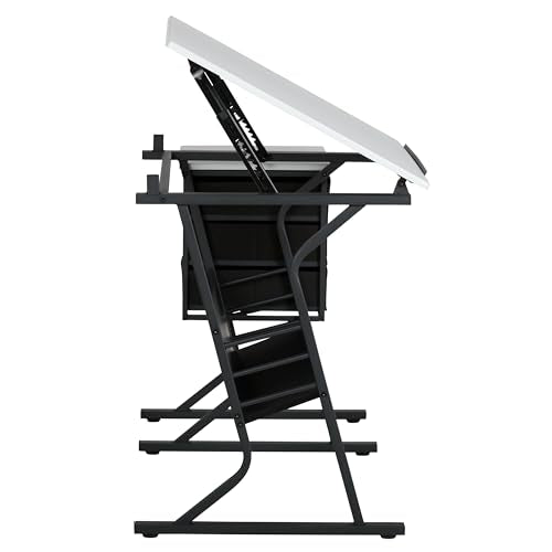 Adjustable Drafting Table and Stool Set with Storage Drawers