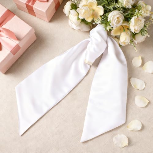 2-Piece Blank Satin Wedding Bouquet and Wreath Sashes for DIY Embroidery
