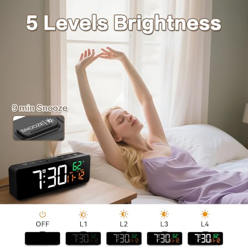 Compact 3-in-1 Digital Alarm Clock with Date & Temperature Display