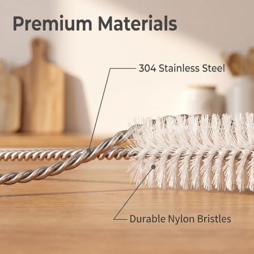 Reusable Straw Cleaner Brush Set - Extra Long 10.6" for Sippy Cup & Bottles