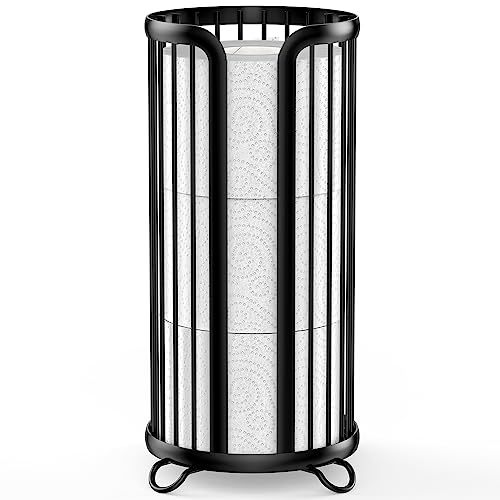 Freestanding Toilet Paper Holder Stand - Rustproof Steel Storage for 3 Rolls