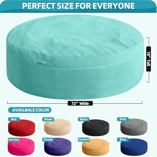 7-Foot Memory Foam Bean Bag Chair - Extra Large Velvet Lounger (Aqua)