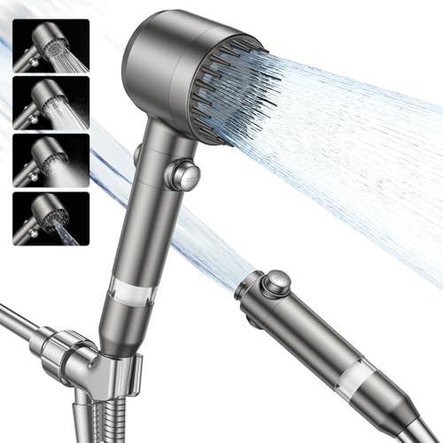 Filtered Handheld Shower Head with High Pressure Hose & Power Wash Mode