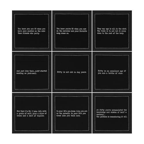 50th Birthday Quotes Cocktail Napkins - Black Cotton Disposable Drink Napkins for Parties & Weddings