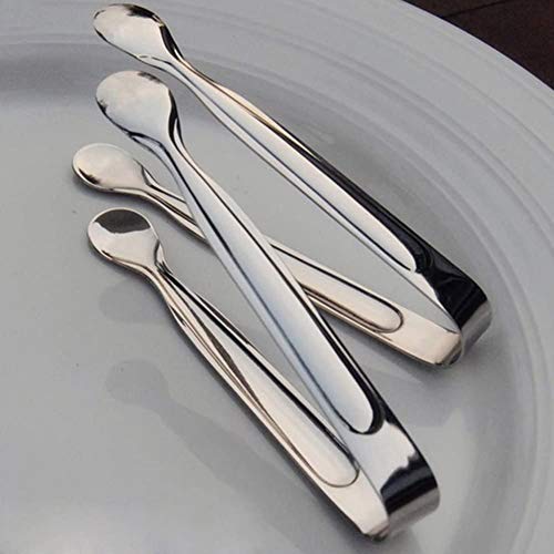 Silver 2 Pack Stainless Steel Mini Sugar & Ice Tongs for Bar & Buffet Use