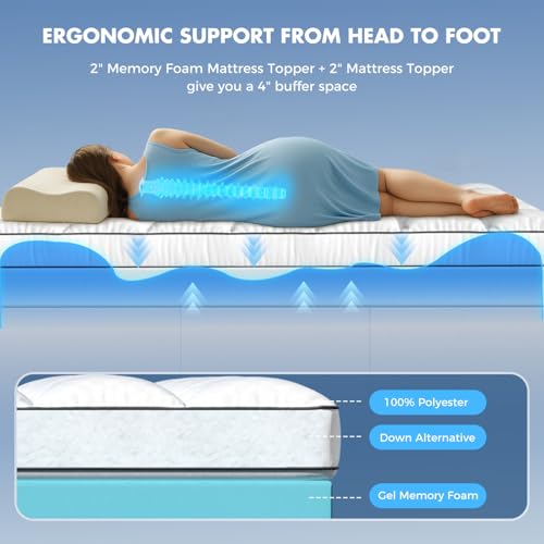4-Inch Dual Layer Memory Foam Mattress Topper - King Size