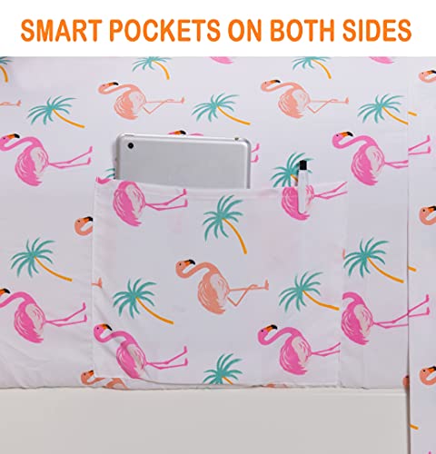 Elegant Comfort Twin Size Flamingo Microfiber Bed Sheet Set - All-Season, Ultra-Soft, Tropical Pattern