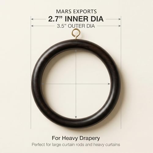 Handmade Beech Wood Curtain Rod Rings - 2.7 Inch Inner Diameter, 24 Pack
