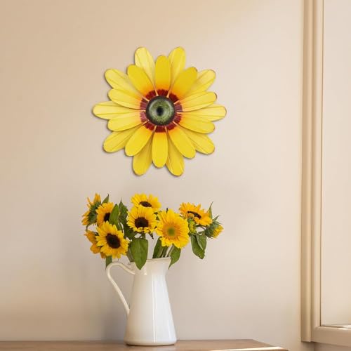 11-Inch Metal Sunflower Wall Art, 3D Hanging Flower Decor for Indoor Outdoor