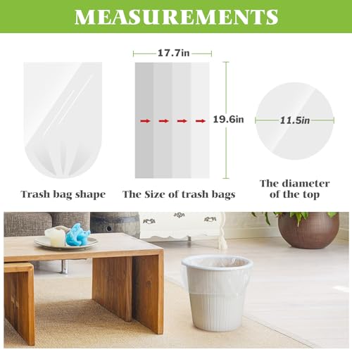 4 Gallon Small Clear Trash Bags (330 Count) Leakproof Waste Basket Liners