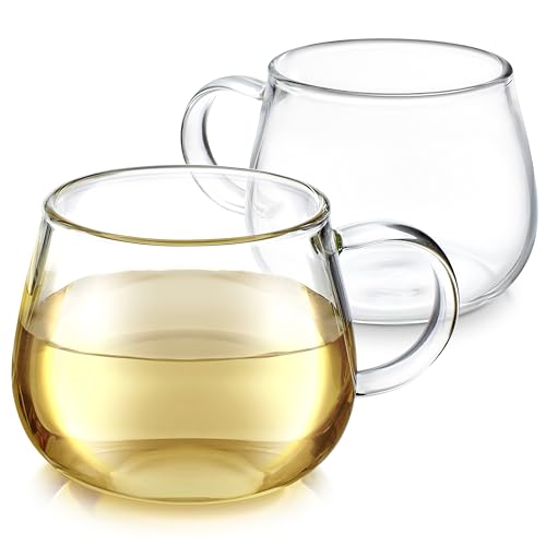 Teabloom 2-Pack Premium Borosilicate Glass Tea Cups 7 oz / 207 ml - Lead-Free & Microwave Safe