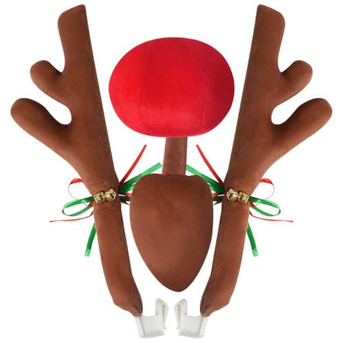 Christmas Car Reindeer Antlers Kit with Red Nose and Tail Decoration