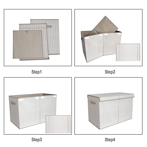 Extra Large Collapsible Toy Chest with Flip-Top Lid, Gray Tree Pattern