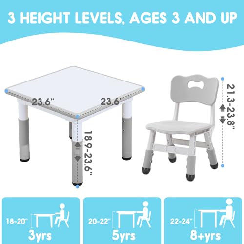 Kids Adjustable Table and Chair Set with Wipeable Doodle-Friendly Surface