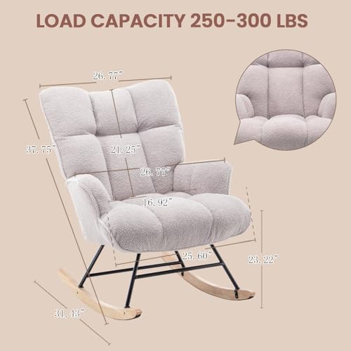 Teddy Upholstered Nursery Rocking Chair - High Back Glider Accent Rocker