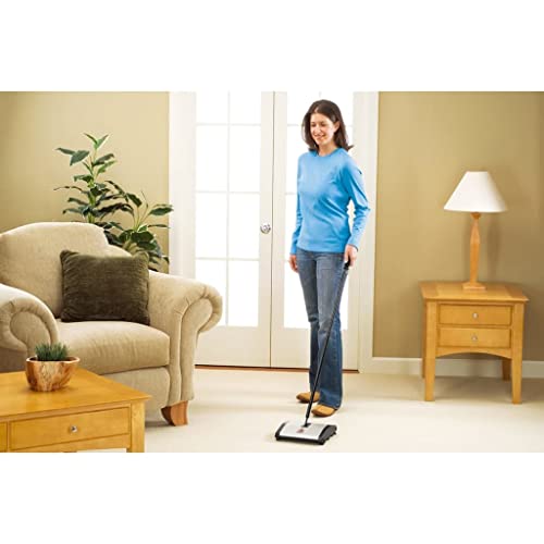 Natural Sweep Manual Carpet and Floor Sweeper with Dual Rotating Brushes