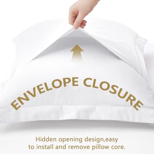White 26x26 Euro Pillow Covers, Soft Cotton Euro Sham Set of 2