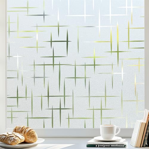 Frosted Window Privacy Film, Cross Pattern, 17.5"x78.7"