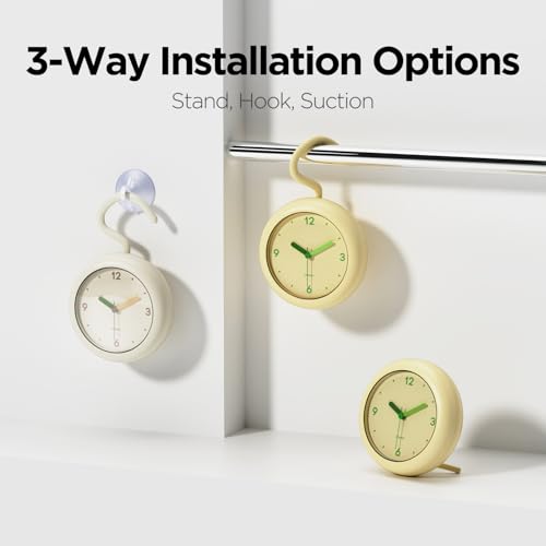 Silent Waterproof Bathroom Clock - Battery Operated Shower Clock