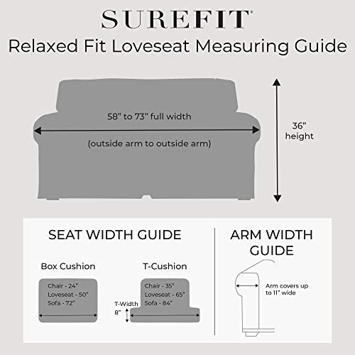 Cotton Loveseat Slipcover - Gray, Machine Washable, Fits 58-73 Inch Sofas