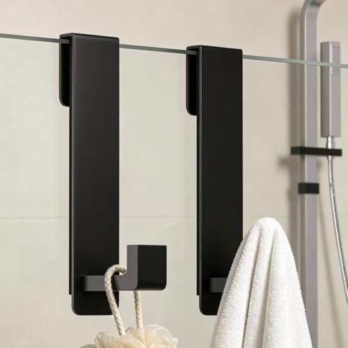 7.5-Inch Stainless Steel Shower Door Hooks for Frameless Glass, 2-Pack