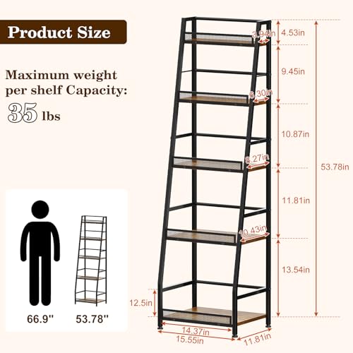 Hayexiha 5-Tier Trapezoid Liquor Cabinet Large Capacity Home Bar Stand