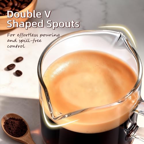 4oz Glass Espresso Cups Set of 2 with Handle and Spout