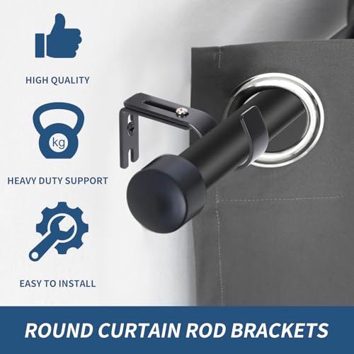 Adjustable Curtain Rod Brackets - Heavy Duty Iron Wall Hooks for 1 Inch Rods