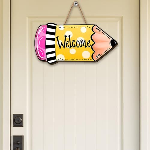 First Day of School Wooden Hanging Sign 12x6 Inch Classroom Door Decor