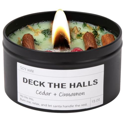 Deck TheHalls Candles Cozy Winter Holiday Soy Wax 13 oz with Real Botanicals