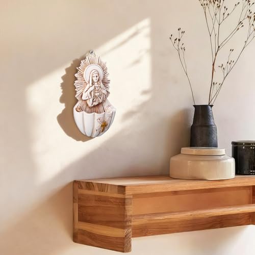 2 Pcs Holy Water Font for Wall, Resin Sacred Heart Catholic Home Decor