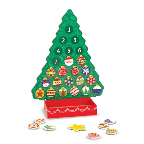 Wooden Christmas Advent Calendar - Magnetic Holiday Tree with 25 Ornaments
