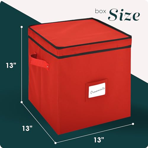 Christmas Ornament Storage Box with Adjustable Dividers and 64 Capacity