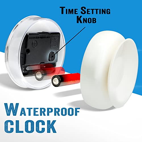 Waterproof Shower Clock with Suction Cup - Silent Battery Operated Wall Clock