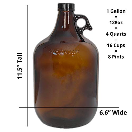 1 Gallon Amber Glass Jug with 38mm Cap - Food Safe Storage Container