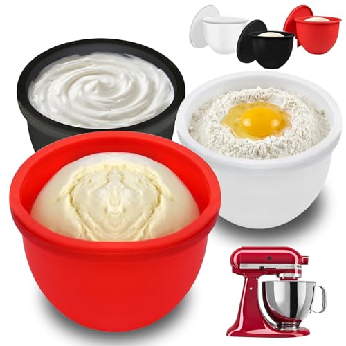 Silicone Mixing Bowl Liners with Lids for 5-Quart Stand Mixers, 3-Pack