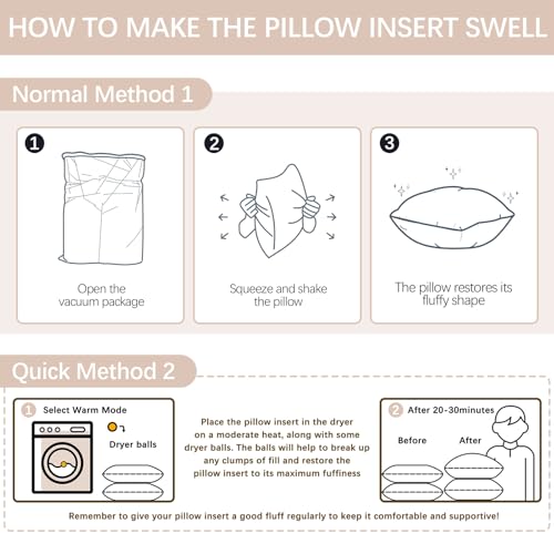 12x20 Throw Pillow Inserts Set of 2 - 100% Cotton Cover Pillow Forms
