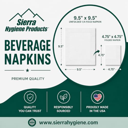 Navy Blue 1,000 Count Sierra Touch 2-Ply Beverage Napkins - Made in USA