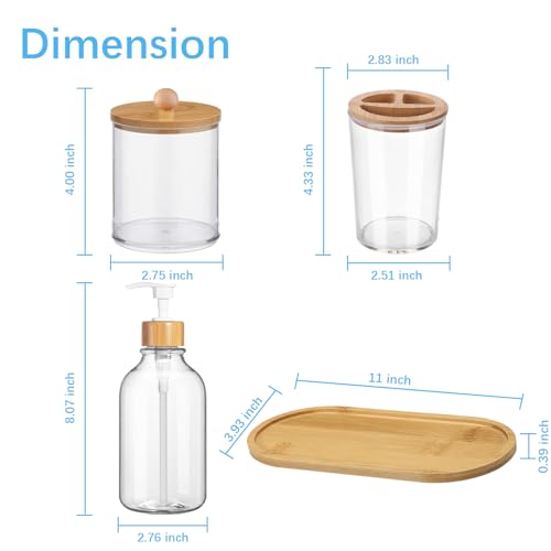 5-Piece Bamboo Bathroom Accessories Set with Tray and Soap Dispenser