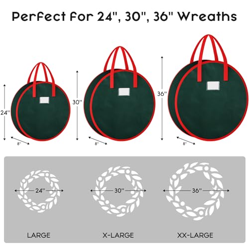 Christmas Wreath Storage Bag 2-Pack 24x8 Heavy-Duty Organizer