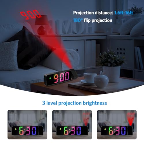 7.9-Inch LED Projection Alarm Clock with Ceiling Time Display