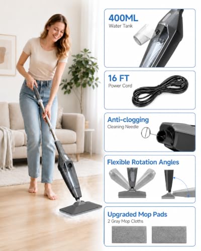 Steam Mop 14-in-1 Cleaner with Detachable Handheld Option