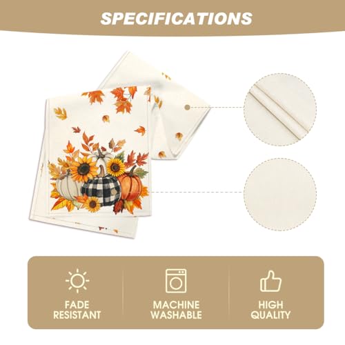 210 GSM Fall Table Runner 13x72 Inch Beige Polyester Home Decor